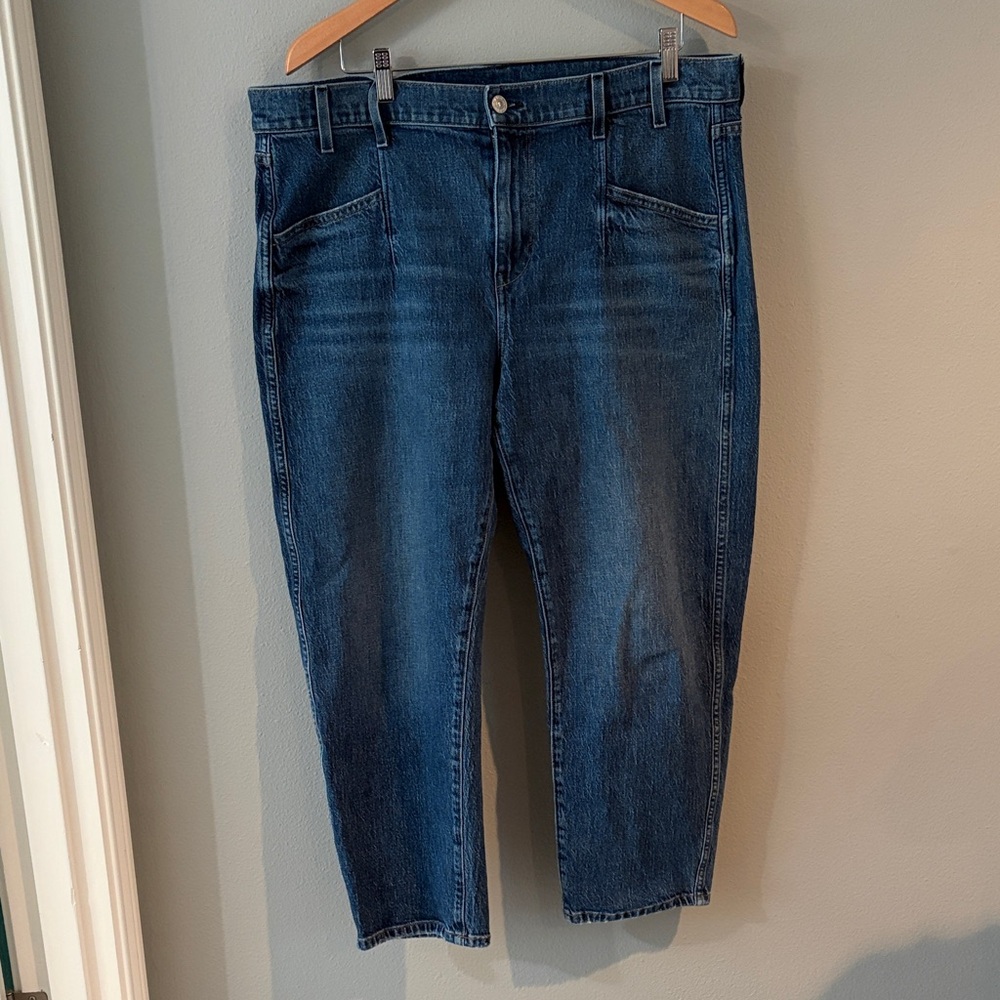AYR Dark Blue High-Rise Straight Jeans